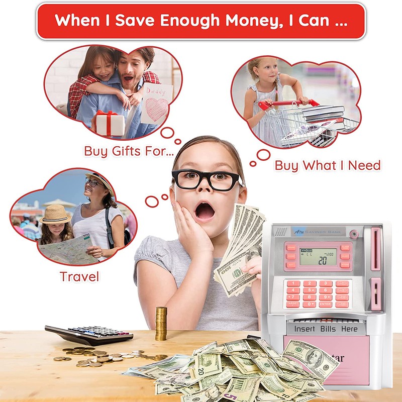 Talking ATM Piggy Bank for Kids with Onekey Shutdown and