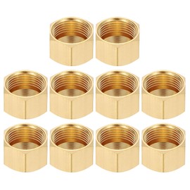 PATIKIL 3/8" Brass Compression Cap Stop Valve Cap, 10Pcs Hex Thread Pipe Fitting Tubing Ends Sealing Cap for Air Conditioner, Water, Air, Gas Line