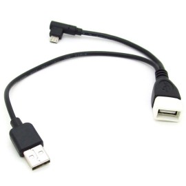 JIUWU Micro USB Male to USB Female Host OTG Cable + USB Power Cable Y Splitter