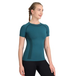 MathCat Workout Shirts for Women Short Sleeve, Workout Tops for Women, Quick Dry Gym Athletic Tops，Seamless Yoga Shirts Dark Green