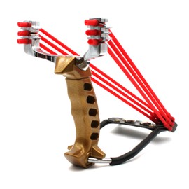 GEEN Resortera Metálica Profesional, Slingshot de Caza para Adultos, Catapulta para tirachinas de Alta Velocidad, 100 Municiones y 3 Juegos de Ligas de Repuesto (Resortera Dorada)