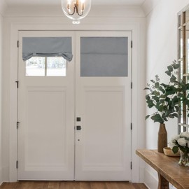 Blackout Door Curtains, Privacy French Door Curtains Window 26 X 20 Inch Front Door Curtain Darkening Curtains, Thermal Insulated Door Window Shades for Kitchen Bedroom Glass Door, Dark Gray 03