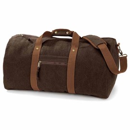 Quadra QD613 Vintage-Style Desert Canvas Holdall - Colour: Brown