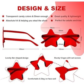 2PCS Star Shape Glasses, Funny Party Sunglasses Colorful Funky Eyewear Favors