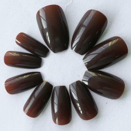 LuckForver 240pc Press on Nails Short Coffin Fake Nails Full Cover Glossy Colored French False Tips Artificial Fingenrails with Sticky Tabs for Kids Women Teen Girls (Cinna)