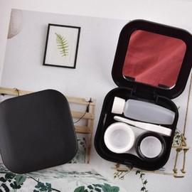 2Pcs Contact Lens Box, Reusable Plastic Portable Square Contact Lens Case Portable Contact Box Travel Kit Travel Contact Case Cute Lens Holder Kit(black)