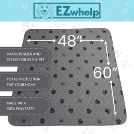 EZwhelp Reusable Quick Dry Pad - Waterproof Pet Pee Pads Washable for Large Dogs - Non-Slip Dog Training Pads, Fast Absorbent - Reusable Potty Pads for Cats and Dogs - 48" x 60" Pack of 2