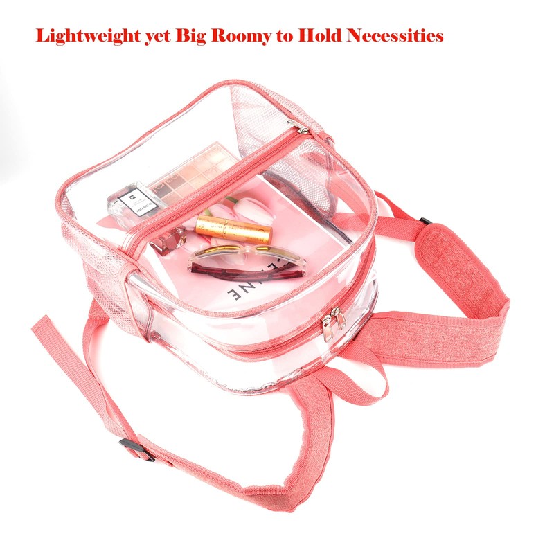 Fomaris Cute Pink Clear Backpack Stadium Approved 12x12x6 Small Mini
