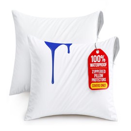 Utopia Bedding Waterproof Throw Pillow Protectors (No Pillow Inserts) with Zipper 18 x 18 Inches (2 Pack, White), Bed Bug Proof Outdoor Bed Couch Decorative Pillow Encasement Covers