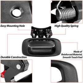 Sutekus Tailgate Handle Latch and Bezel Trim with Rod Clips Compatible with 1999-2007 Chevy Silverado GMC Sierra 1500 2500 3500 Replacement Part # 5997911, 15228539, 15228541, 15228540