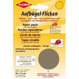 Kleiber Iron On Repair Patch for Fine Knit Textiles-40cm x 12 cm Size-Light Brown, 40 x 12 cm