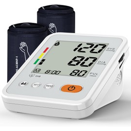 Blood Pressure Monitors for Home Use with 2 Size Cuff (22-42cm & 38-55cm), Blood Pressure Monitor XL & Medium-Large Cuffs, 2 * 120 Memory Sets, 4 Aa Batteries Included