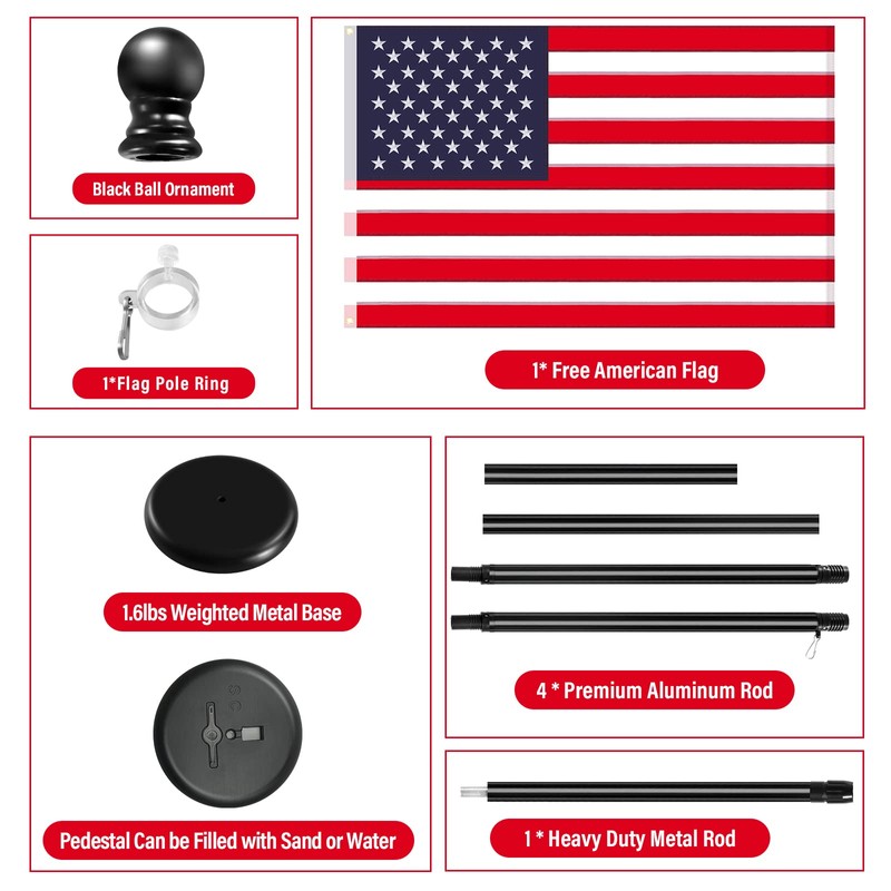 SENZHIYI Indoor Telescoping Flag Pole with Base 6FT-8FT,Aluminum Commercial Indoor