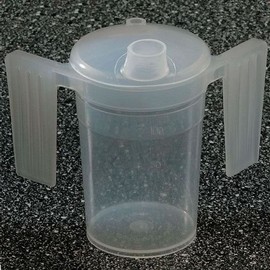 Two Handled Plastic Feeding Cup with SPOUT Adult Feeder Beaker Disability Drinking AIDS - Pack of 1 - Wide spout