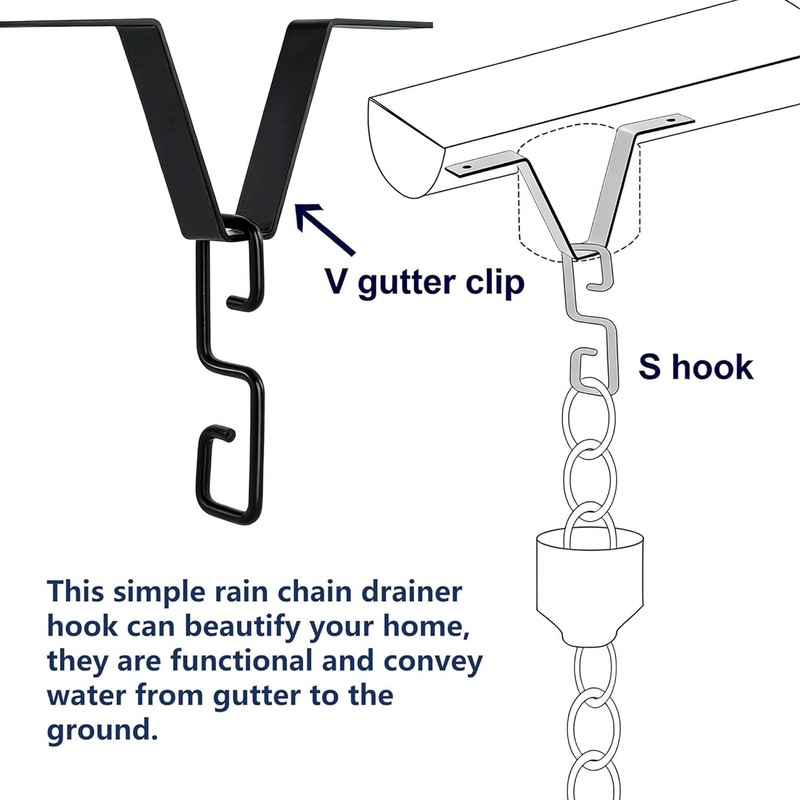 RiseDirectly 2 Pcs Heavy-Duty V-Shaped Rain Chain Gutter Adapter Clip