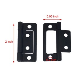 Luomorgo 12 Pcs Non Mortise Hinges Heavy Duty Chest Hinges for Door Cabinet Cupboard, 2" x 0.95", Black