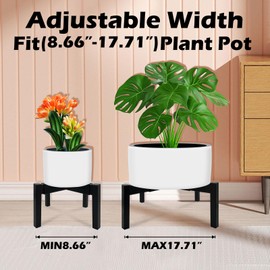 DDPow Heavy Duty Adjustable Metal Plant Stand for 10"-16" Plant Pot – Indoor & Outdoor (Black, 1 Pack)