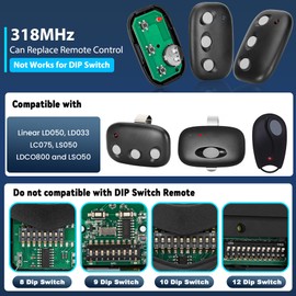 1 for 318MHZ MCT-3 Garage Door Remote for Linear Garage Door Opener, Compatible with Linear Ld050, Ld033, Ldco800 Replaces Linear MCT-11 ACT-31B, 3 Button Remote Control - 3 Year WTY