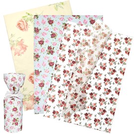 LIAPAWPAW Floral Tissue Paper 20x28 in, Vintage Rose Gift Wrapping Tissue Paper for Gift Bag & Packaging, Watercolor Art Tissue for Valentine Wedding Birthday Party Decor Box Basket Fillers 15 Sheets