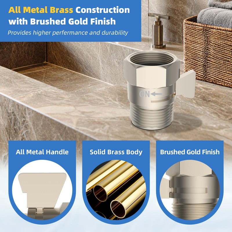 Hibbent All Metal 1 Pack Shower Head Flow Control Valve,