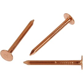 6 oz package of 1.5" x # 11 Copper Flat Head Slate Slating Roofing Nails - Quantity of (5)