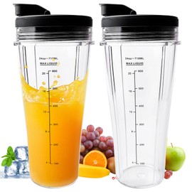Pack of 2 Blender Replacement Parts for Ninja 710 ml Blender Cup with Removable Lid, Cup Replacement Parts Compatible with Ninja Replacement Parts for Ninja Mixer for Ninja for Ninja, SS100, SS101