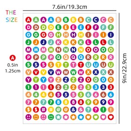 1680 Pcs 10 Sheets Colorful Alphabet Letter Stickers, 0.5in Vinyl Self-Adhesive Number Alphabet Stickers for Arts Crafts, Decals for Sign, Notebook, Collage Album, Scrapbooking Journal Notebook
