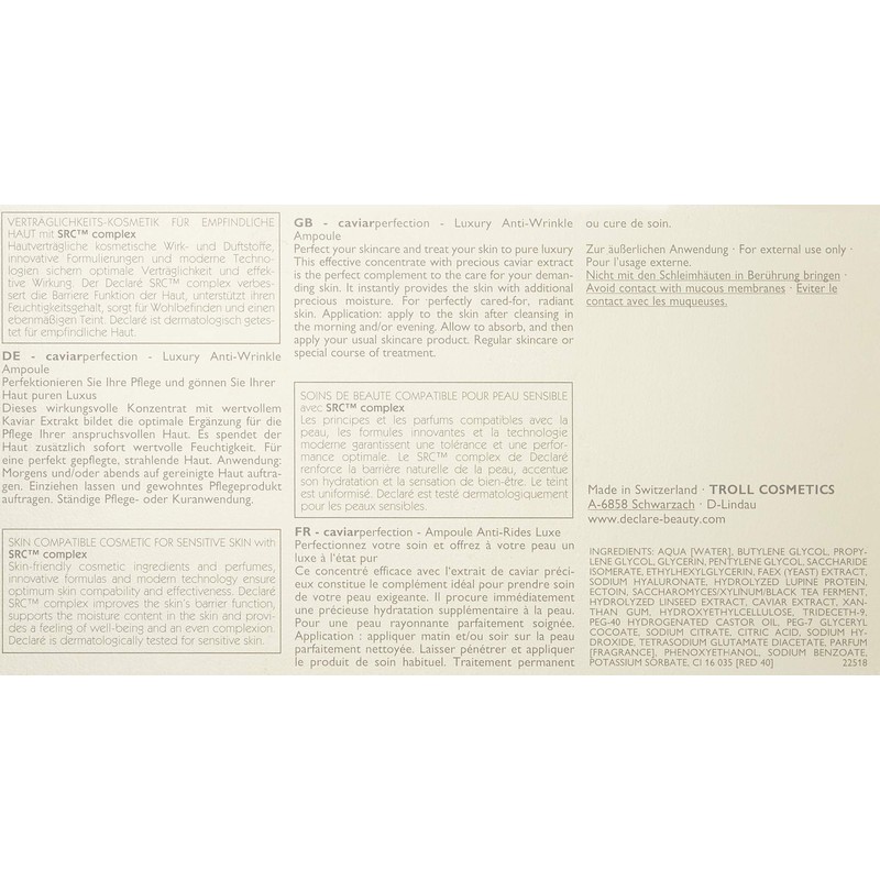 Declaré Caviar Perfection Women's Luxury Anti-Wrinkle Ampoules Pack of 7