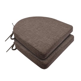 RuzRhyth Chair Cushions for Dining Chairs 2 Pack 35D High-Density Foam Seat Cushions for Kitchen Chairs with Ties Non Slip and Removable Cover Chair Pads 16.5" x 16.5" x 2" (Brown)
