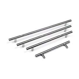 Solid Metal CHROME Colour T Bar Kitchen Door Handles -10 Different Sizes (160mm hole centres)