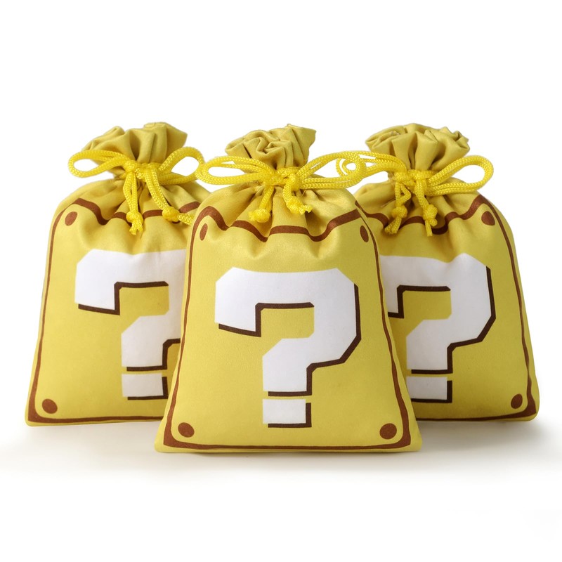RICHNESS 16pcs Video Game Party Favor Bags Question Mark Drawstring