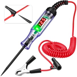 WINAMOO WINAMOO Test Light Automotive 5-90V Digital LED Circuit Tester with Voltage Display, Auto Bidirectional Voltage Tester, Electric Test Pen with Extended Spring Wire & Probe for Car RV Fuse Checker