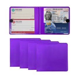 Augeny 4 PCS Car Insurance and Registration Holder, 5.2"× 4.7" Essential Leather Auto Glove Box Organizer with Closure, Universal Vehicle Interior Card Storage for Men Women (Purple)
