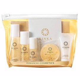 Foiichi Kinka Gold Starter Set, C152-032, Nano Cleansing & Foam N, 0.5 fl oz (15 ml), Nano Lotion N, 0.4 fl oz (10 g), Nano Essence N, 0.2 fl oz (5 ml), Blotting Paper, 30 Sheets