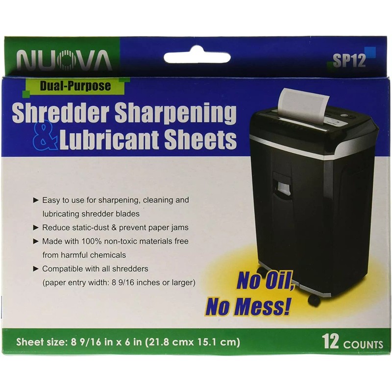 Nuova SP12 Shredder Sharpening & Lubricant Sheets, 12 Count