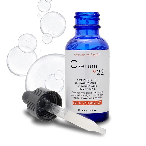 serumtologie C Serum 22 – Pure Vitamin C Serum for Face with Hyaluronic Acid & Ferulic Acid | Potent Anti-Aging Serum for Dark Spots, Fine Lines and Wrinkles | Brightening Serum - 1.15 Fl Oz