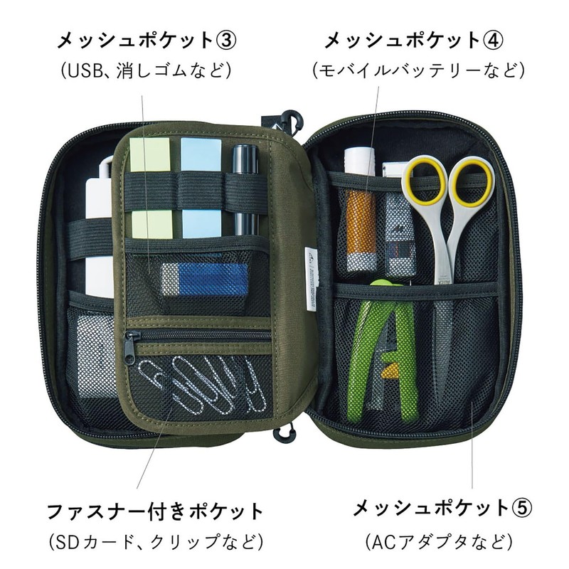 Lihit Lab Cordura Gadget Tool Pouch, Double Pen Pouch, Black