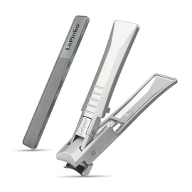 Nail Clipper for Thick Toenails and Fingernails, Portable Toenails Clippers for Seniors, Nail Cutter with Catcher, Nano Glass Nail Buffer, Gifts for Stocking Stuffers Men Women 2PCS
