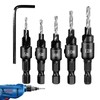 Countersink Drill Bit Set 5pcs, HSS Wood Drill Bits with