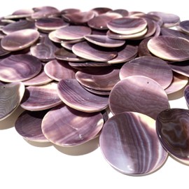 ABCGEMS Lavender 2-Tone Matrix Wampum Shell Pendant Beads - Atlantic Coast of USA - NY, MA, RI, CT, NJ, DE (America's First Currency from 1637-1673) Native American Style Concave Coin 35mm (4 Pcs)