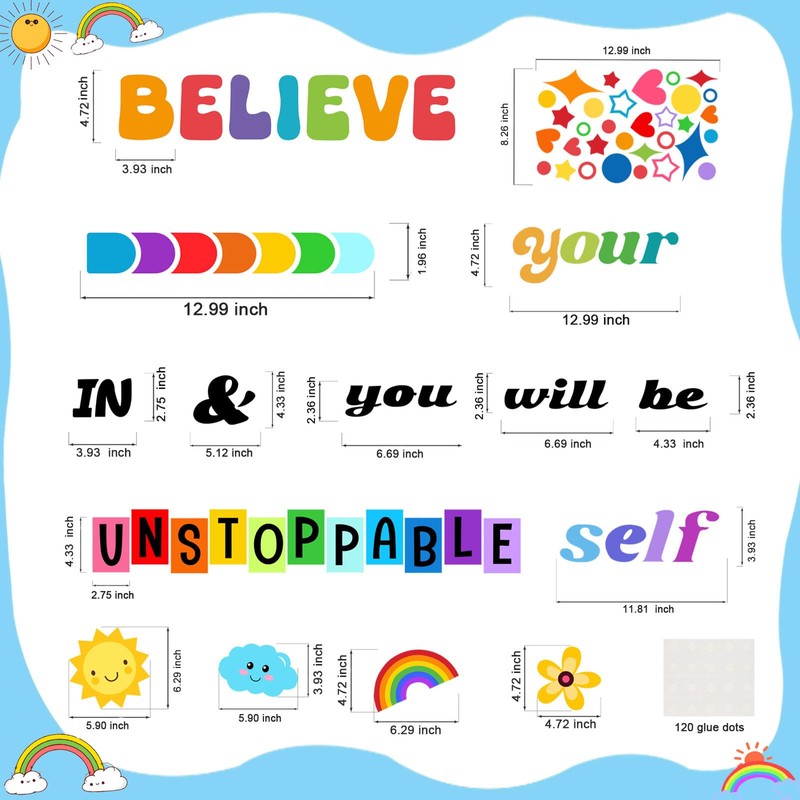 LioNergy Believe in Yourself Classroom Bulletin Board Decoration Set Motivational
