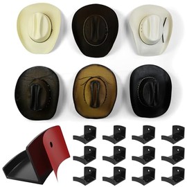 Modern JP - Ganchos adhesivos para sombrero de pared (paquete de 12) - Estante para sombrero de vaquero, organizador de sombrero de ala ancha, ganchos fuertes para sombrero para pared, color negro