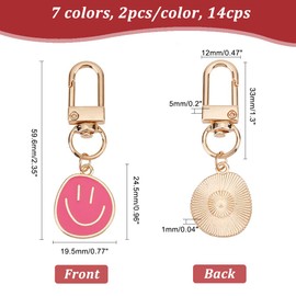 arricraft Keychain Round Alloy & Enamel Pendants Charms, 14 Pcs-smile, 24.5x19.5x1mm