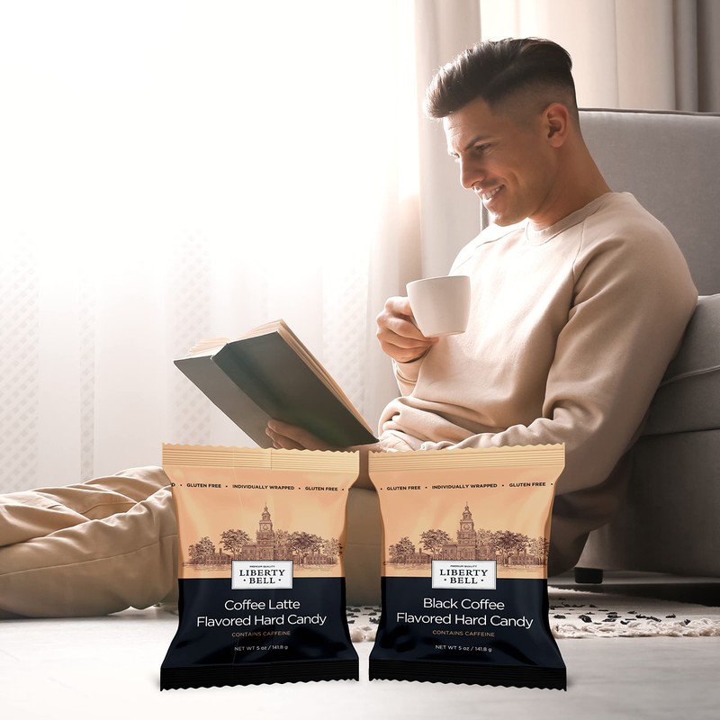 Liberty Bell Coffee Latte Flavored Caffeinated Individually Wrapped Hard Candy,