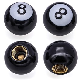 MEAJOO 4PCS Pool 8 Ball Style Tire Valve Stem Caps, Universal Copper Core Dustproof Tire Valve Stem Covers for Cars, SUV, Trucks, Bikes, Motorcycles, Bicycles(Black)