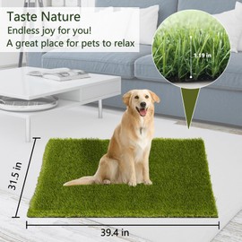 Artificial Turf 39.4inX31.5in Indoor Outdoor Synthetic Grass Mat for Dogs,Party Wedding Christmas Balcony Garden Lawn Carpet,Drainage Hole Simulated Fake Grass Carpet,Pet Carpet(39.4x31.5 inch)