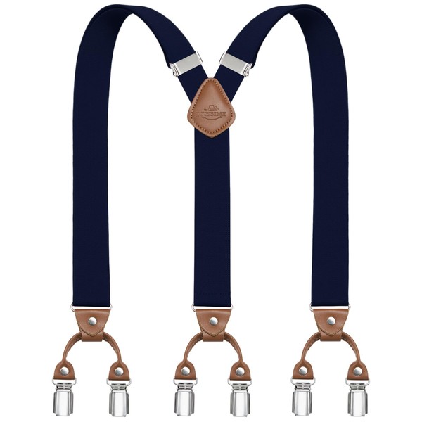 Dresime Mens Braces for Trousers with 6 Strong Metal Clips,