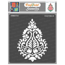 CrafTreat Reusable Damask Paisley Stencils 6x6 Inch for Painting on Wood, Canvas, Paper, Fabric, Floor, Wall and Tile DIY Art and Craft Stencils - Paisley Template Stencil