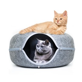 MarkaShop_ Cat Tunnel Bed - Scratch Resistant Cat Beds Large Size Cat Tunnels for Indoor Cats Washable Cat Cave for Multiple Large Cats Up to 17 Lbs