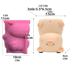 Cute Pig Concrete Flower Pot Silicone Mold Succulent Planter Vase Cactus Plaster Mold Pen Holder Storage Box Epoxy Resin Cement Clay Mould